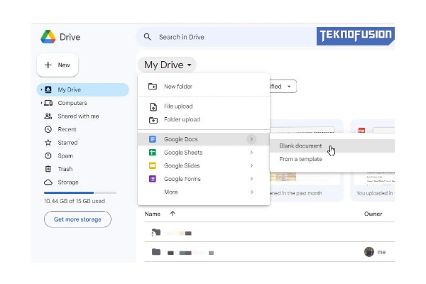 Membuat File Baru di Google Drive